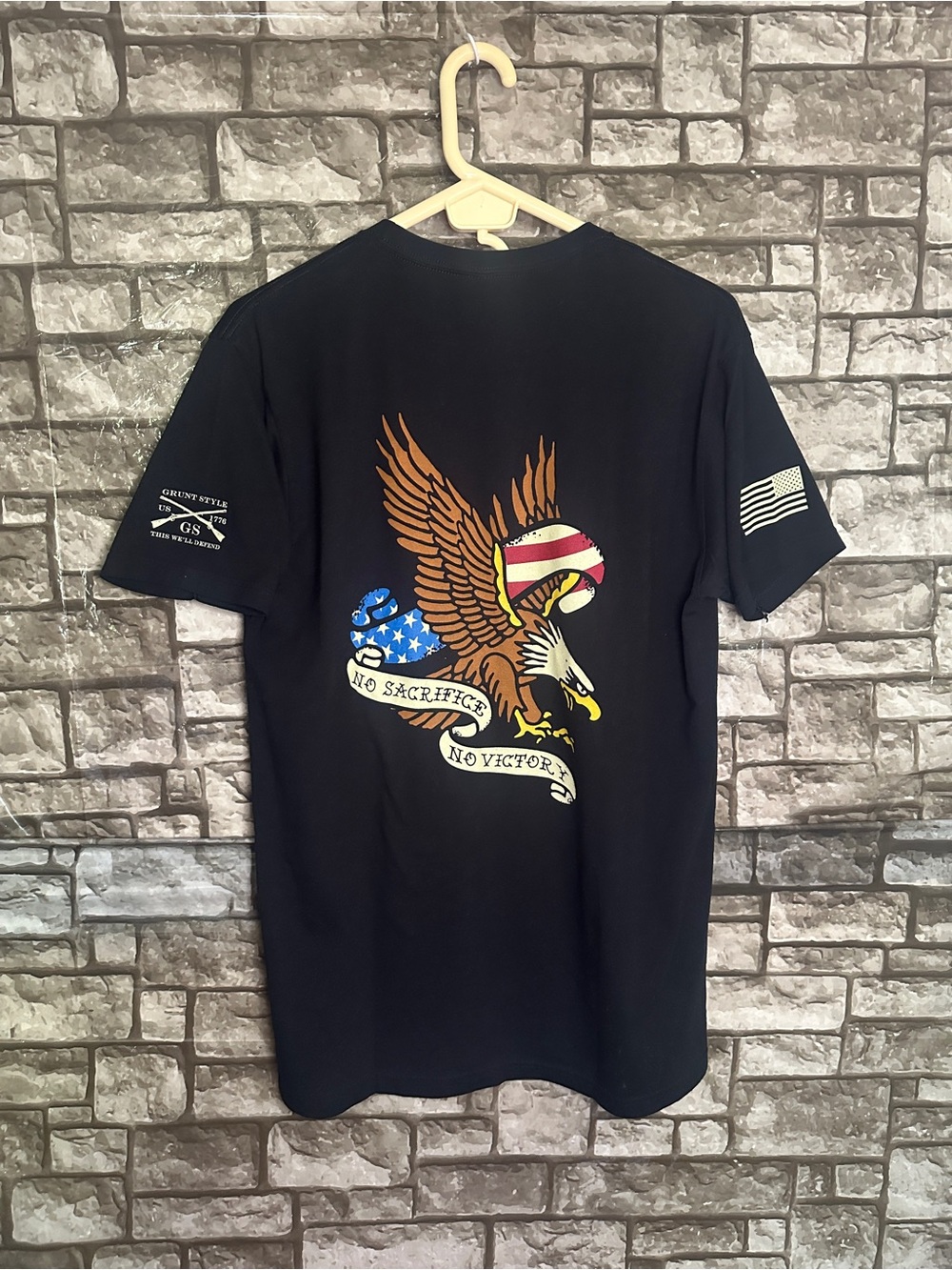 Grunt Style Men's Black Graphic Eagle T-Shirt Patriotic Design Size large